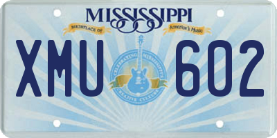 MS license plate XMU602