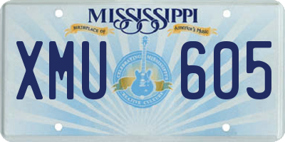 MS license plate XMU605