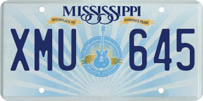 MS license plate XMU645