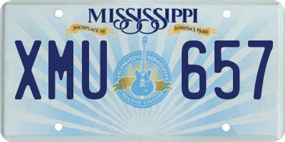 MS license plate XMU657