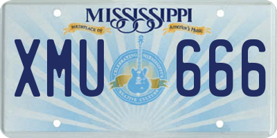 MS license plate XMU666