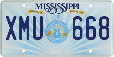MS license plate XMU668