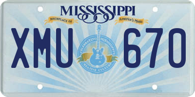 MS license plate XMU670