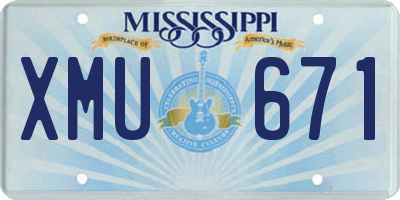MS license plate XMU671