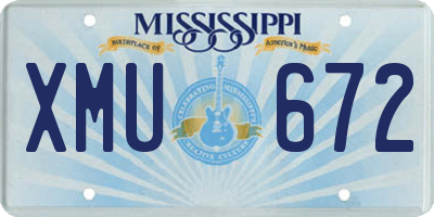 MS license plate XMU672