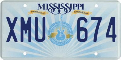 MS license plate XMU674