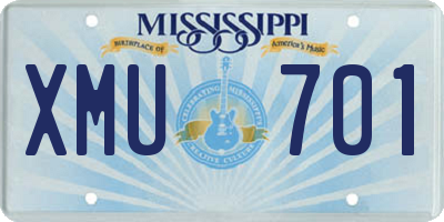 MS license plate XMU701