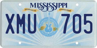 MS license plate XMU705