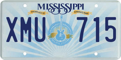 MS license plate XMU715