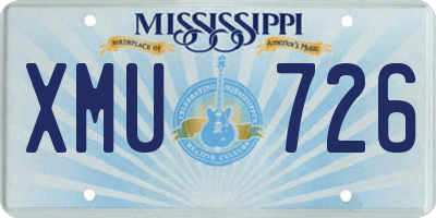 MS license plate XMU726
