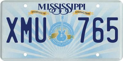 MS license plate XMU765