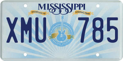 MS license plate XMU785