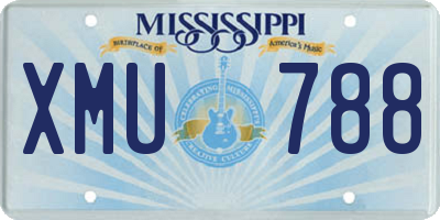 MS license plate XMU788