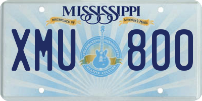 MS license plate XMU800