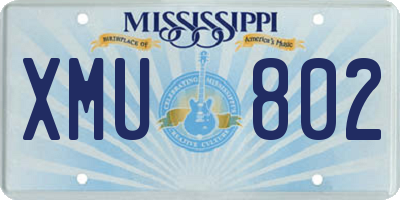 MS license plate XMU802