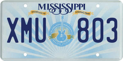 MS license plate XMU803