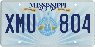 MS license plate XMU804