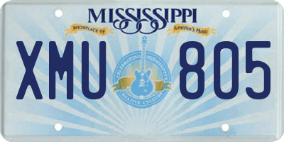 MS license plate XMU805