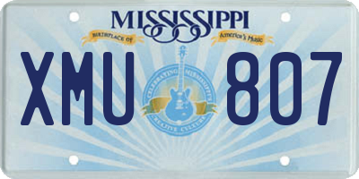 MS license plate XMU807