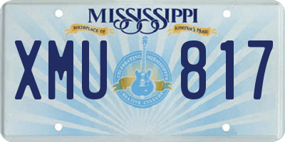 MS license plate XMU817