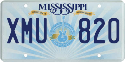 MS license plate XMU820