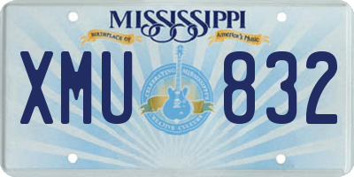 MS license plate XMU832