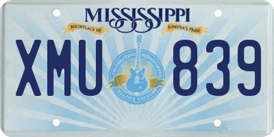 MS license plate XMU839