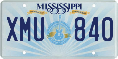 MS license plate XMU840
