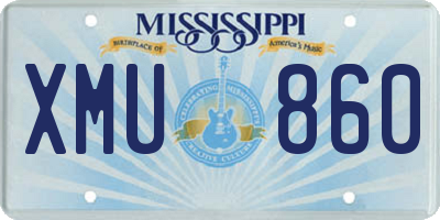 MS license plate XMU860