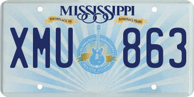 MS license plate XMU863