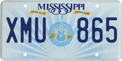MS license plate XMU865