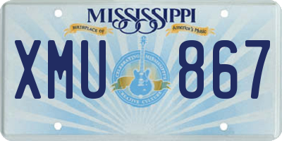 MS license plate XMU867
