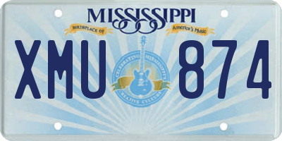 MS license plate XMU874