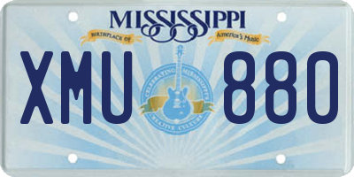 MS license plate XMU880
