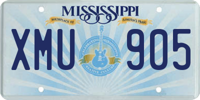 MS license plate XMU905