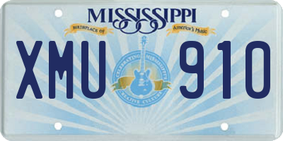 MS license plate XMU910