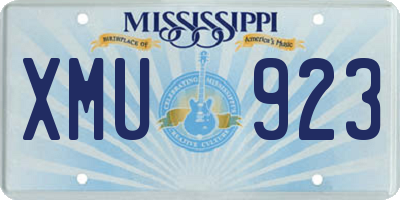 MS license plate XMU923