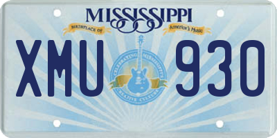 MS license plate XMU930