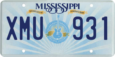 MS license plate XMU931