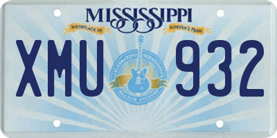 MS license plate XMU932