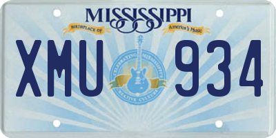 MS license plate XMU934