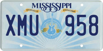MS license plate XMU958
