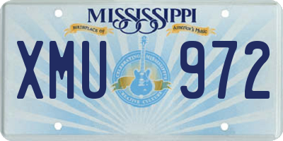 MS license plate XMU972