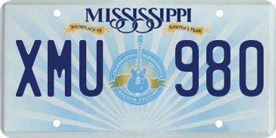 MS license plate XMU980