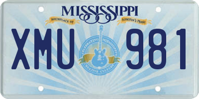 MS license plate XMU981