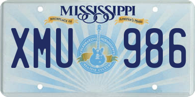 MS license plate XMU986