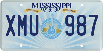 MS license plate XMU987