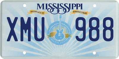 MS license plate XMU988
