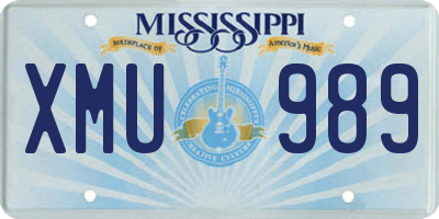 MS license plate XMU989