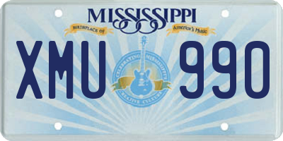 MS license plate XMU990